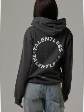 TALENTLESS CIRCLE LOGO COTTON HEAVYWEIGHT STEEL GRAY HOODIE SWEATSHIRT
